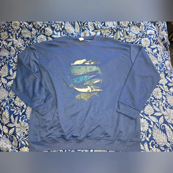 Adorable Blue Whale Sweatshirt * Sz 2xl * Brand New * Never Worn - Picture 1 of 3